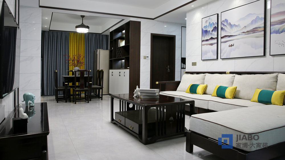 桂花城裝修效果圖新中式風格設計案例 2沙發(fā)背景.jpg