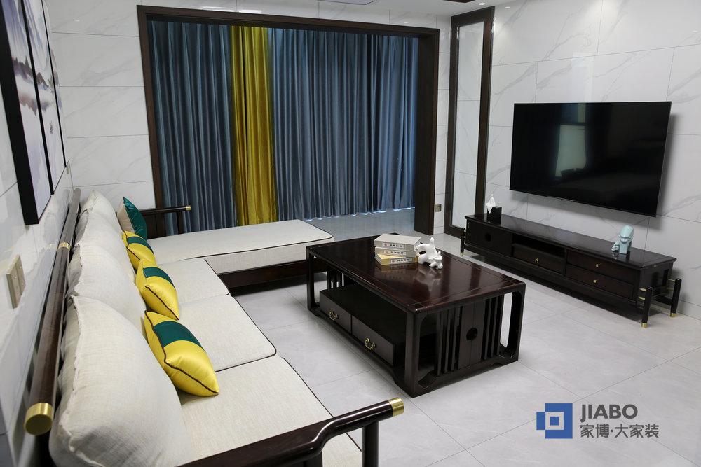 桂花城三室兩廳新中式風格裝修效果圖 3電視背景.jpg