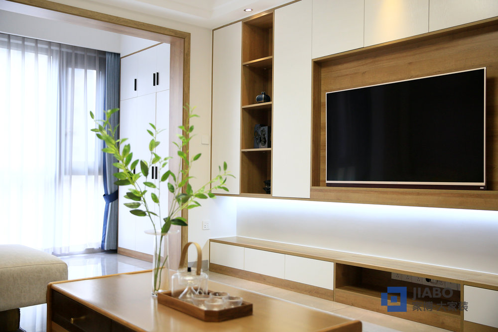 經(jīng)世龍城四室兩廳日式禪意風(fēng)格裝修效果圖 2電視背景墻.jpg