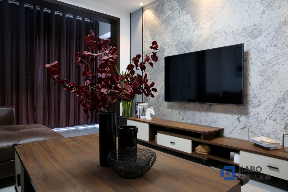 桂花城三室兩廳港式風(fēng)格裝修效果圖 電視背景墻.jpg