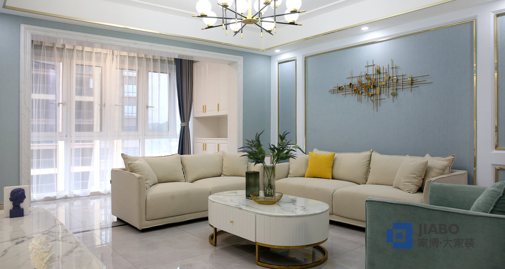 望云體育新城三室兩廳北歐風格裝修效果圖 沙發(fā)背景墻.jpg