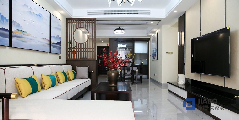 株洲望云體育新城125㎡三室兩廳裝修樣板間 客廳.jpg