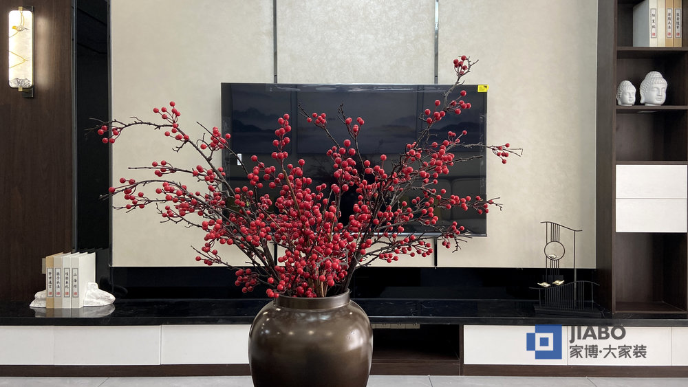 望云體育新城三室兩廳新中式風(fēng)格裝修效果圖 電視背景墻.jpg