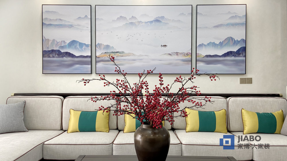 望云體育新城裝修效果圖新中式風(fēng)格設(shè)計(jì)案例 沙發(fā)背景墻.jpg