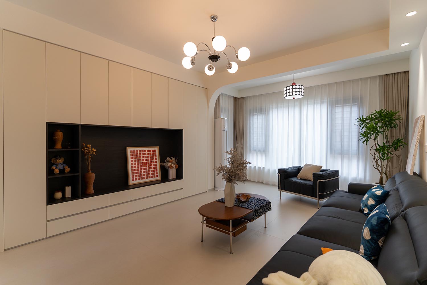 株洲金水灣115平奶油中古風裝修實景