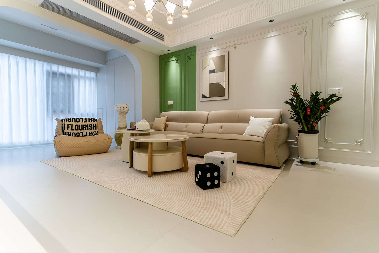 株洲家博整裝翡翠公園128㎡現(xiàn)代奶油風(fēng)格裝修賞析